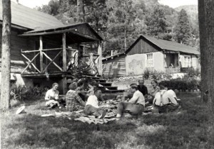 Frieda Lawrence, Angelo-Ravagli and friends at the DH Lawrence Ranch in San Cristobal, NM