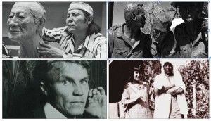 From top left: RC Gorman, soldiers of the Bataan Death March, Nicholai Fechin, Mabel Dodge Luhan and Tony Luhan